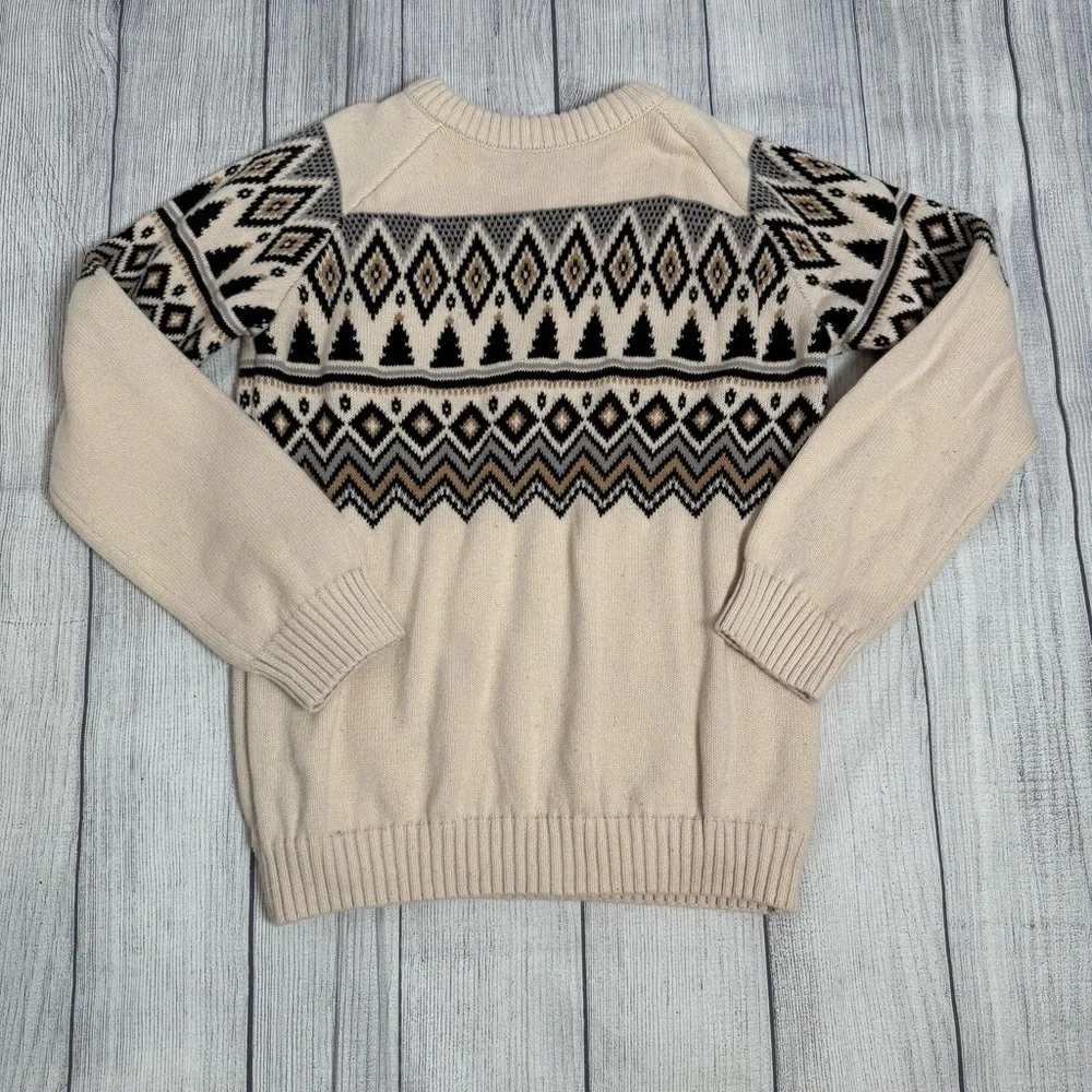 Gymboree Boys Fair Isle Cream Knit Nordic Sweater Size 12